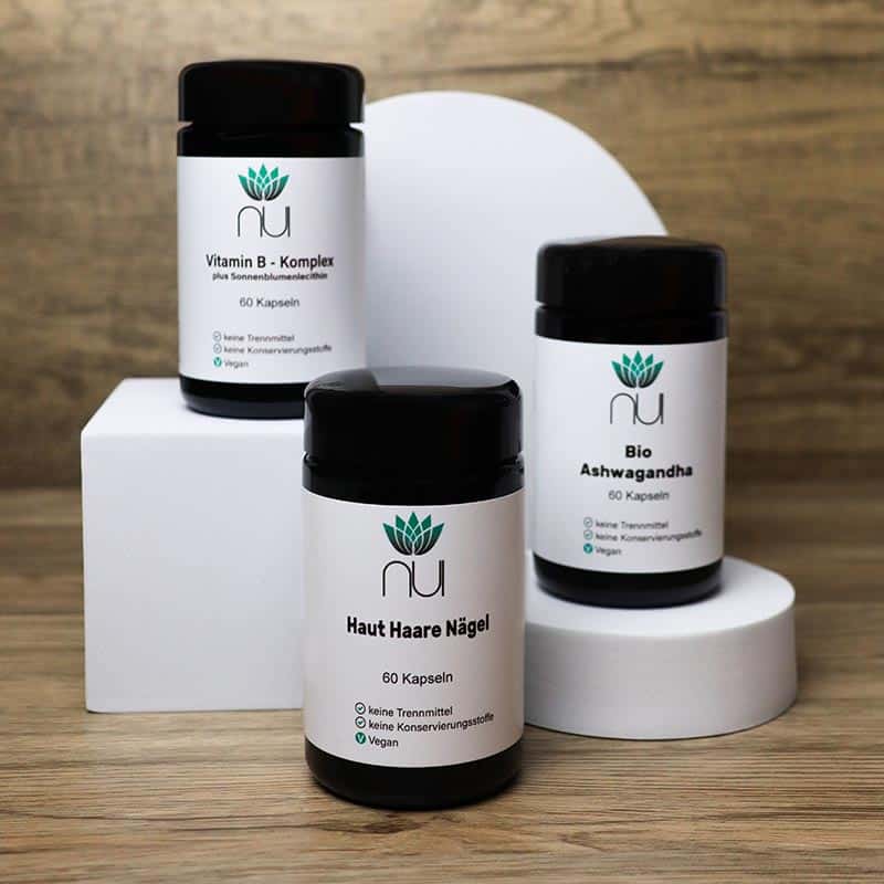 NUI Vitamin B-Komplex, Haut Haare Nägel, Bio Ashwagandha Gläser