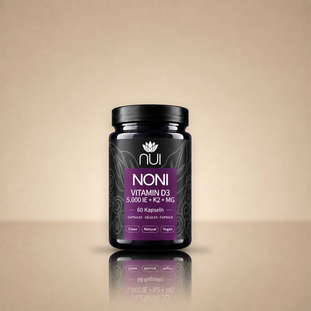 NUI NONI Vitamin D3 5.000 IE + K2 + Magnesium, 60 Kapseln – Einzelpackung